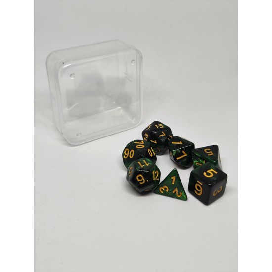 Dice set - Sparkle green - Gold 