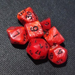 Dice set of 7- Pearl red / black