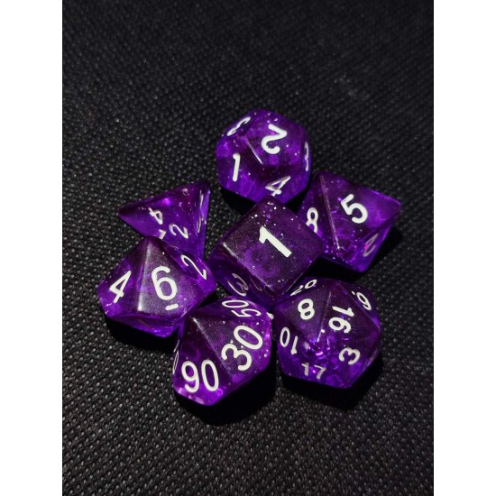 Dice set of 7 - Sparkling violet