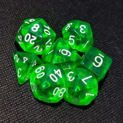Dice Set of 7 - Transparent Apple Green