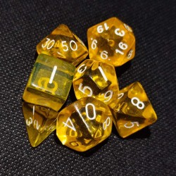 Dice Set of 7 -  Yellow transparent