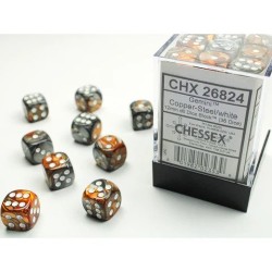 Dice Set - Chessex Copper - Steel/White - 36 dice 