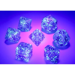 Dice set of 7 - Chessex - Borealis Luminary Royal Purple - Gold Mini