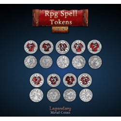 Metal Coins - RPG Spell Token Red (22 pcs)