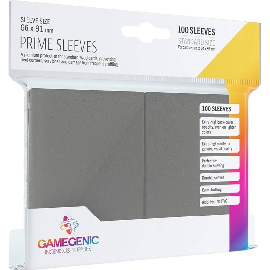 Gamegenic - Prime 100 Sleeves - Gray 66x91mm